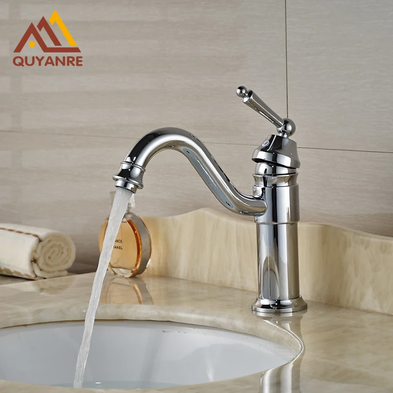 

Drop Shipping Bright Chrome Bathroom Sink Tap Long Spout Single Handle One Hole Basin Faucet