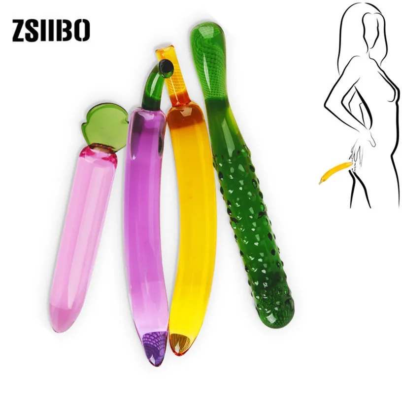 Crystal glass anal plug Fruit and vegetable shape Hidden security Multipurpose Female masturbation products erotic toys sexy