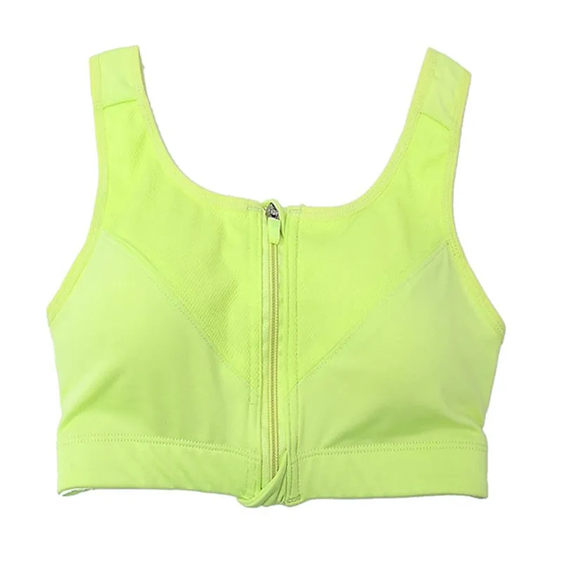 Women Sexy Sport Yoga Top Bra Push Up Shockproof Running Gym Workout Wirefree Front Zipper Fitness Sports Shirt Yoga Bras