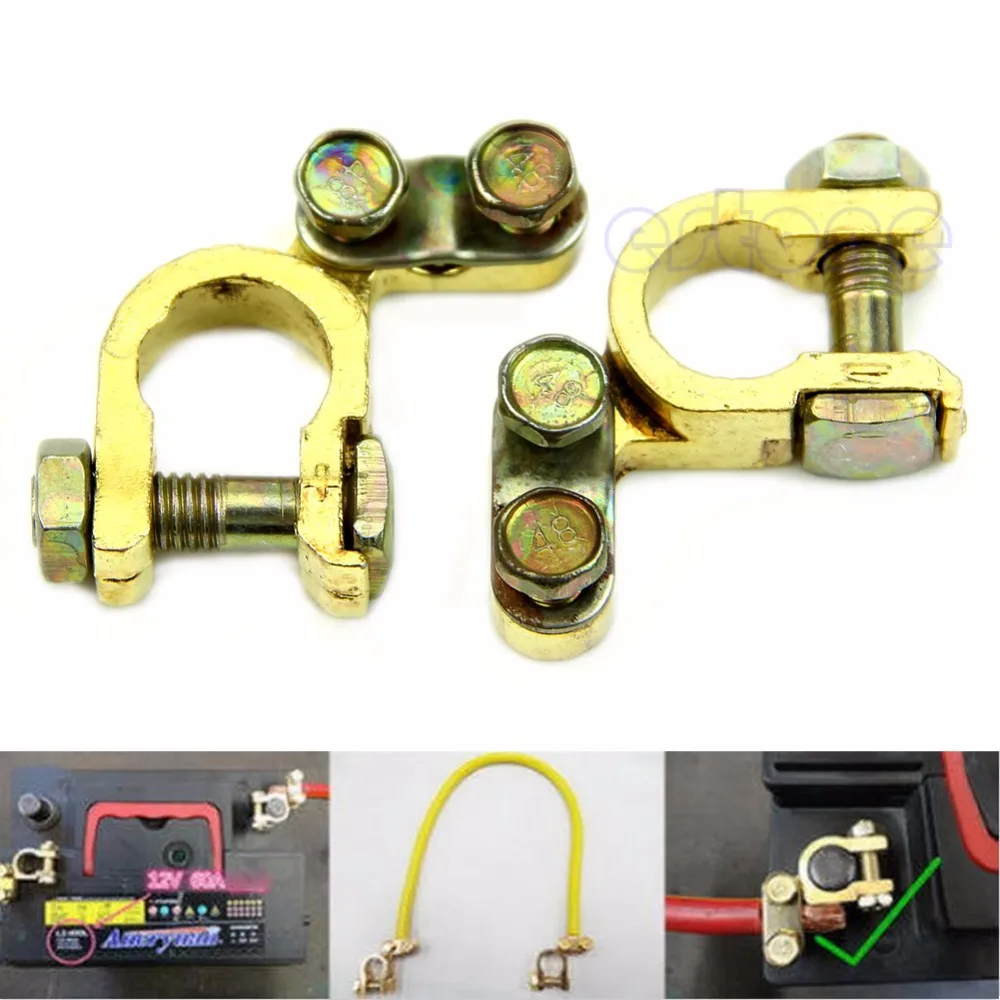 

2Pcs Hi-Q Replacement Auto Car Battery Terminal Clamp Clips Brass Connector Hot