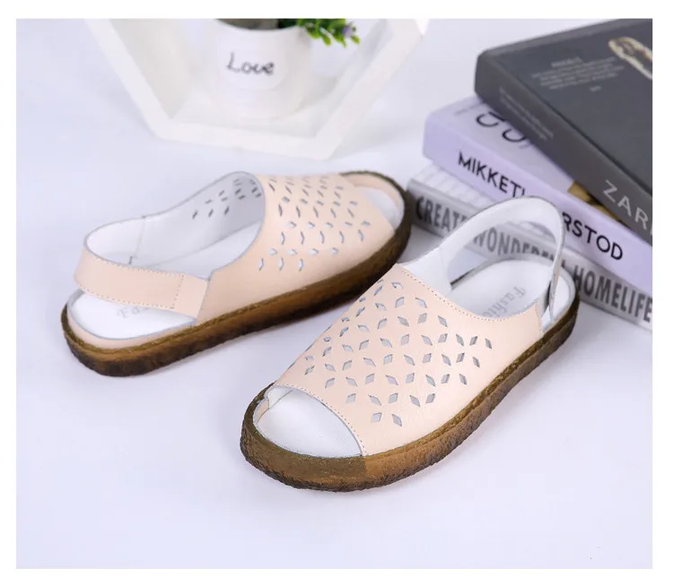 QJ Y035-Fashion 2019 Fisherman Shoes Women Cut Outs Genuine Leather Woman Summer Sandals-4