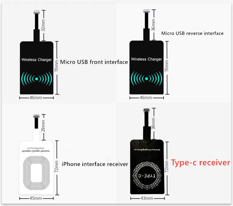 QI Беспроводной Зарядное устройство приемник для iPhone 5S 7 6 Plus Универсальный