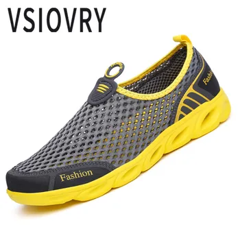 

VSIOVRY 2018 Summer Men Sneakers New Comfortable Unisex Casual Shoes Wading Breathable Mesh Soft Sneakers For Men's Krasovki