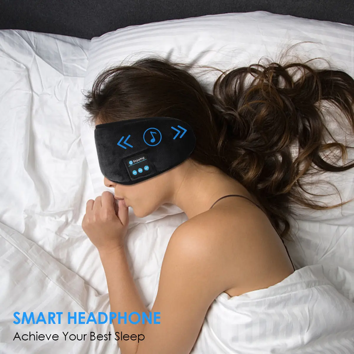Оригинальная умная Беспроводная стерео Bluetooth гарнитура для мобильного телефона, воздушная дорожная маска для сна, мягкий наушник, повязка на голову, музыкальная гарнитура