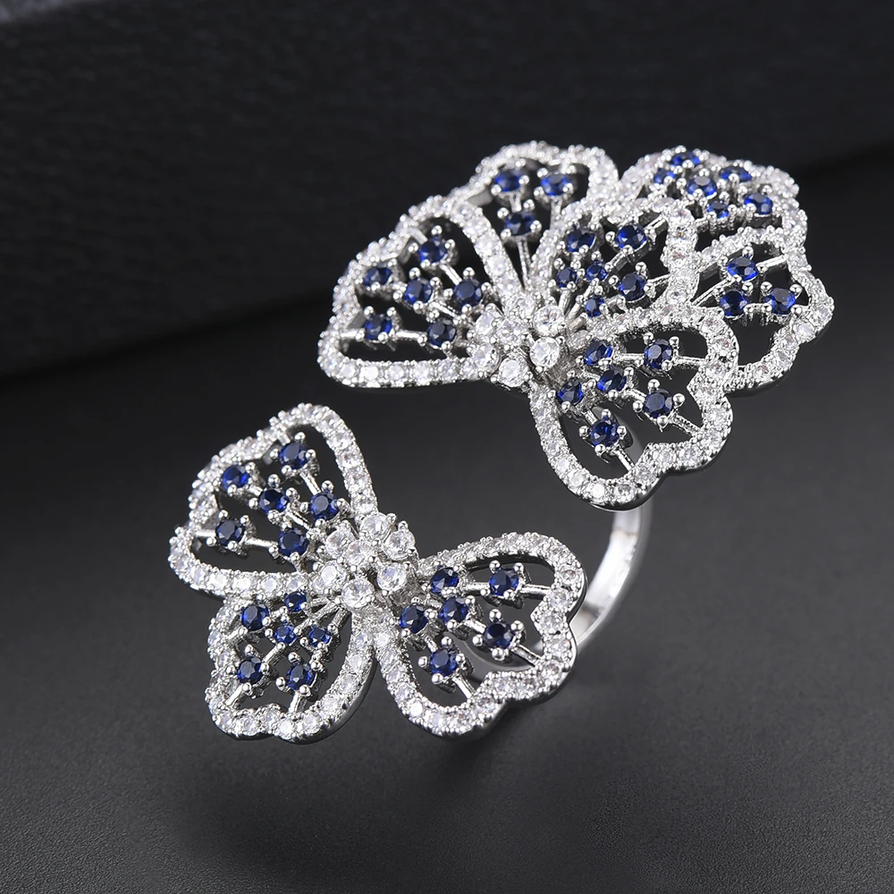 

Fashion AAA Cubic Zirconia Flower Shape Resizable Finger Rings for African Engagement Ring Wedding Ring bague femme