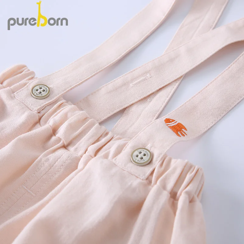 Pureborn ремень для малышей, штаны для маленьких мальчиков и девочек, одноцветные подтяжки, летние шорты, комбинезоны, детская одежда