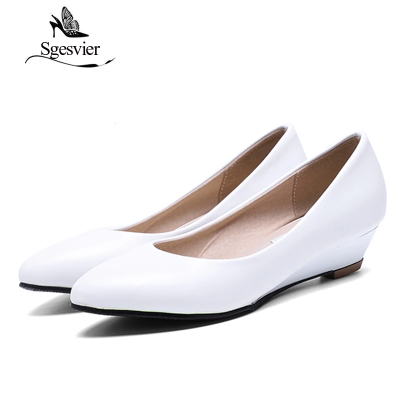 32 Blanco Cabeza Negro Cuña black En Zapatos Beige Sgesvier Resbalón Señora Puntiaguda Bajos Mujer Ox094 Mujeres white 48 Tacones Bombas qwEEpxOR7