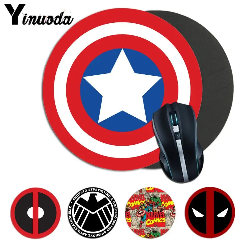 

Yinuoda cartoon Marvel Comics logo Soft Rubber Professional Gaming Mouse Pad Computer Natural Rubber Round Gaming Mouse Pad
