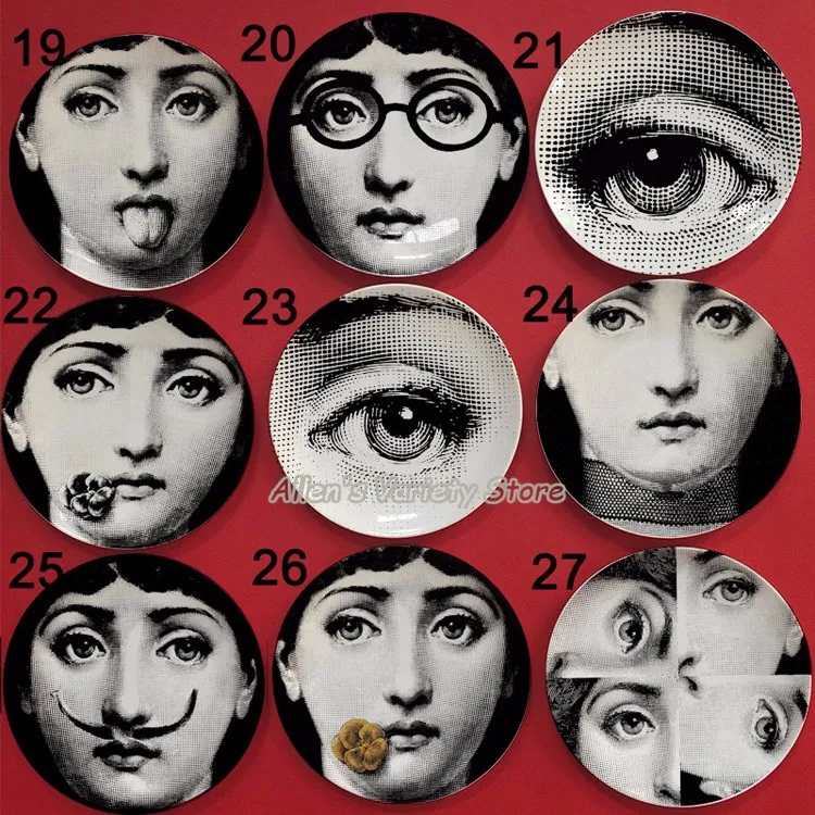 8 дюймов rosenthal Piero fornasetti тарелки Декоративная посуда подвесную пластину работа костяного фарфора настенные украшения Настенная фарфоровая тарелка