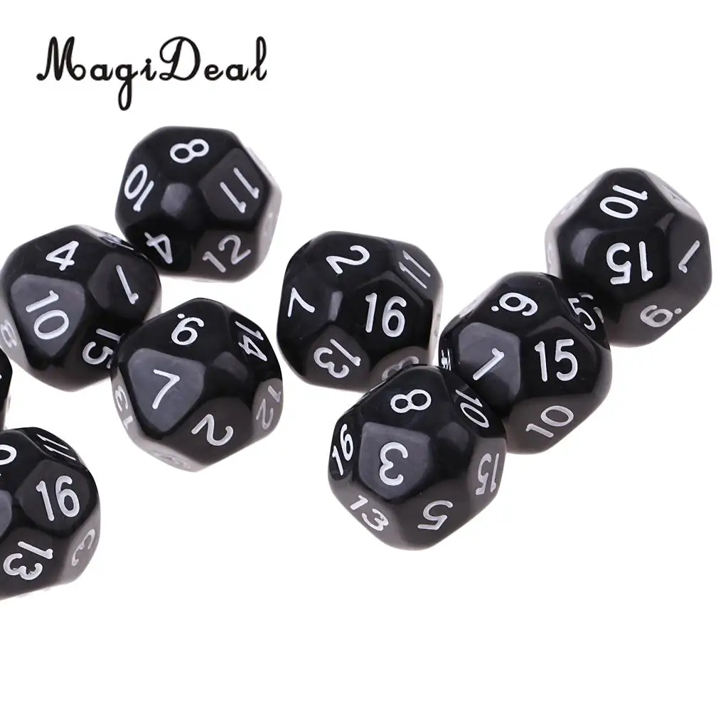20pcs 16 Sided D16 14mm Acrylic Opaque Dices for Role Playing Game RPG Dice