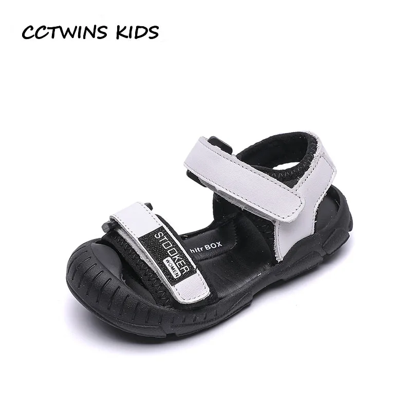 

CCTWINS Kids Shoes 2019 Summer Girls Casual Beach Sandals Babys Genuine Leather Flat Boys Fashion Black Shoes Child BS054