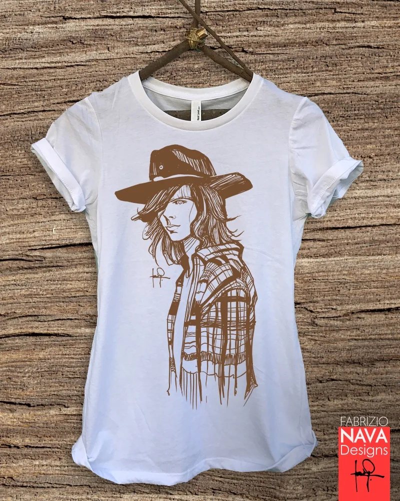 

2019 Short Sleeve Cotton Man Clothing Carl Grimes Portrait Sketch The Walking Dead Graphic Tee T-shirt TWD funny t shirt
