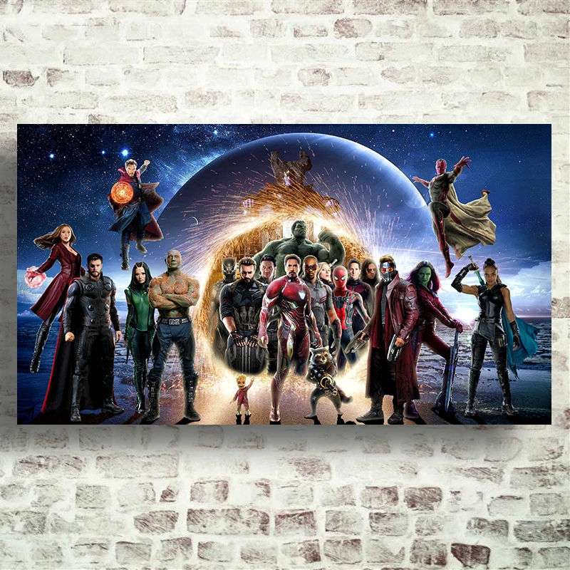 

Avengers Poster Super heroes Comics Movie Silk Prints Wall Art Picture Home Room Decor Marvel Superhero Silk Cloth Painting