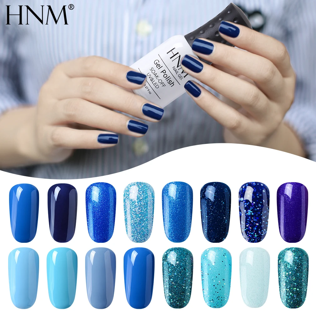 

HNM Nail Gel Blue Series 8ML Gel Varnish Vernis Semi Permanant UV LED Gel Nail Polish Esmalte Permanente Gel Lak Nails Painting