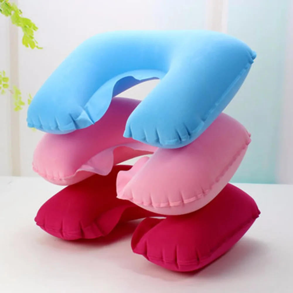 

1 pc U Neck Inflatable Pillow Air Cushion Neck Rest U-Shaped Compact Plane Flight Travel Pillows Home Textile Drop Shipping