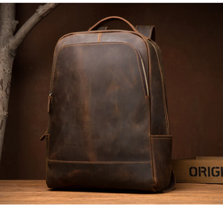 Narural рюкзак для ноутбука из натуральной кожи, Винтажный Мужской рюкзак ручной работы, деловая школьная сумка для книг, дизайнерская сумка на плечо для выходных