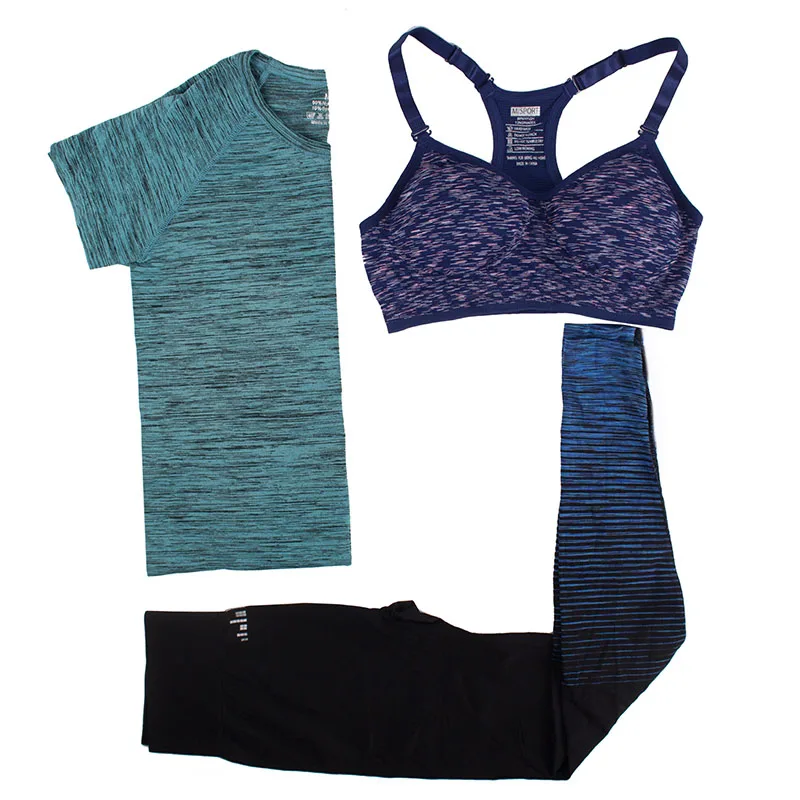 MAIJION, женские комплекты для бега, для йоги, бюстгальтер и топы и штаны, спортивный костюм, быстросохнущий, для фитнеса, тренажерного зала, для йоги, комплект для тренировок, спортивная одежда для бега - Цвет: Синий