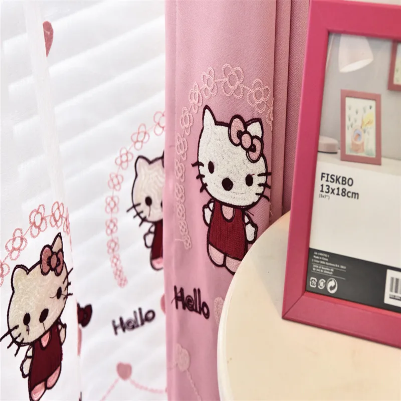 Корейская Роскошная принцесса комната кошка Hellokitty мультфильм розовый девочка дети спальня шторы для гостиной Милая Штора на заказ