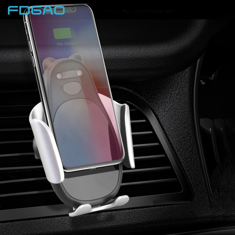 

FDGAO 15W Automatic Clamping Fast Wireless Car Charger Air Vent Mount Holder For iPhone 8 X XR XS Samsung S10 S9 Huawei P30 Pro