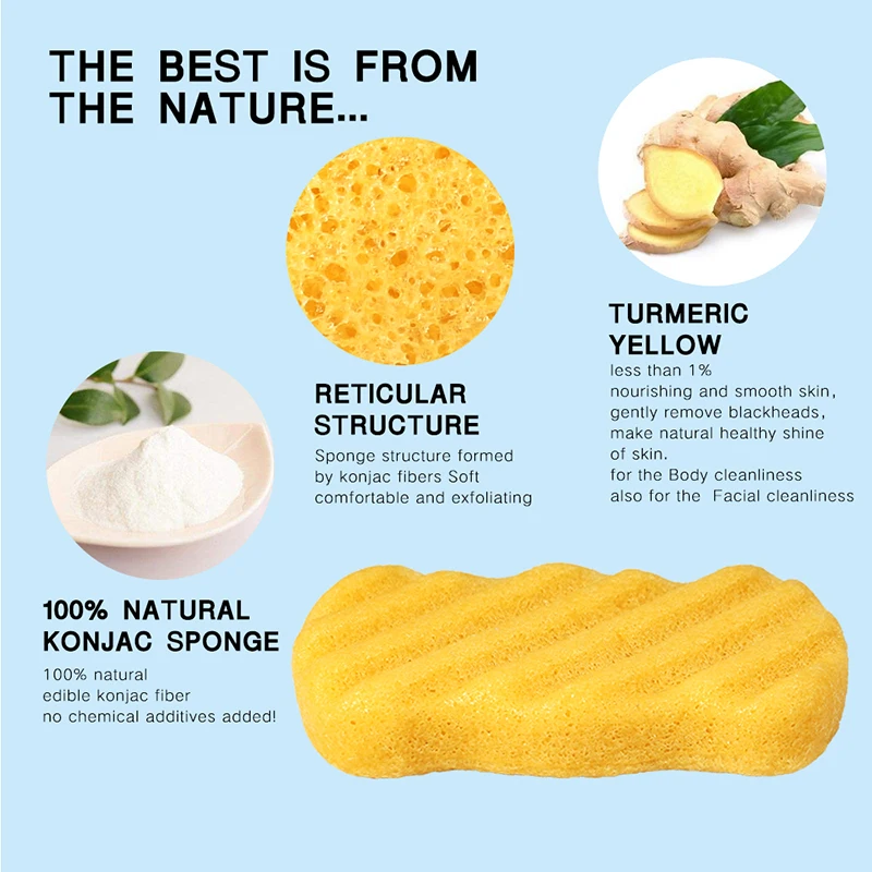 Мойка Konjac Губка натуральная Konjac для лица Puff для ванной для лица очищающее средство для лица моющиеся спонжики Exfoliator очищающее средство