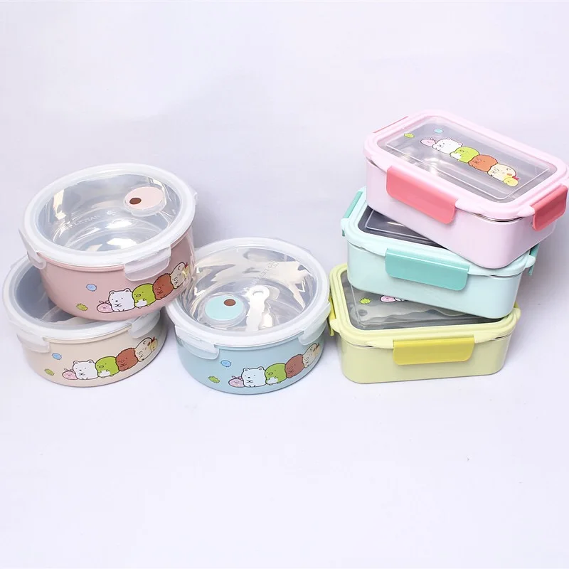 

1000,800ML 304 Stainless Steel Insulated Lunch Box Portable for Children School Cartoon Cute Dinnerware Camping School Bento Box