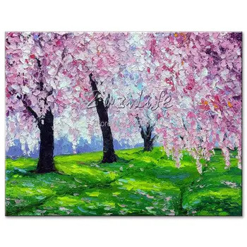 

Sakura Shades Palette knife Oil Painting on canvas hight Quality Hand-painted Painting for the sitting room decorative picture