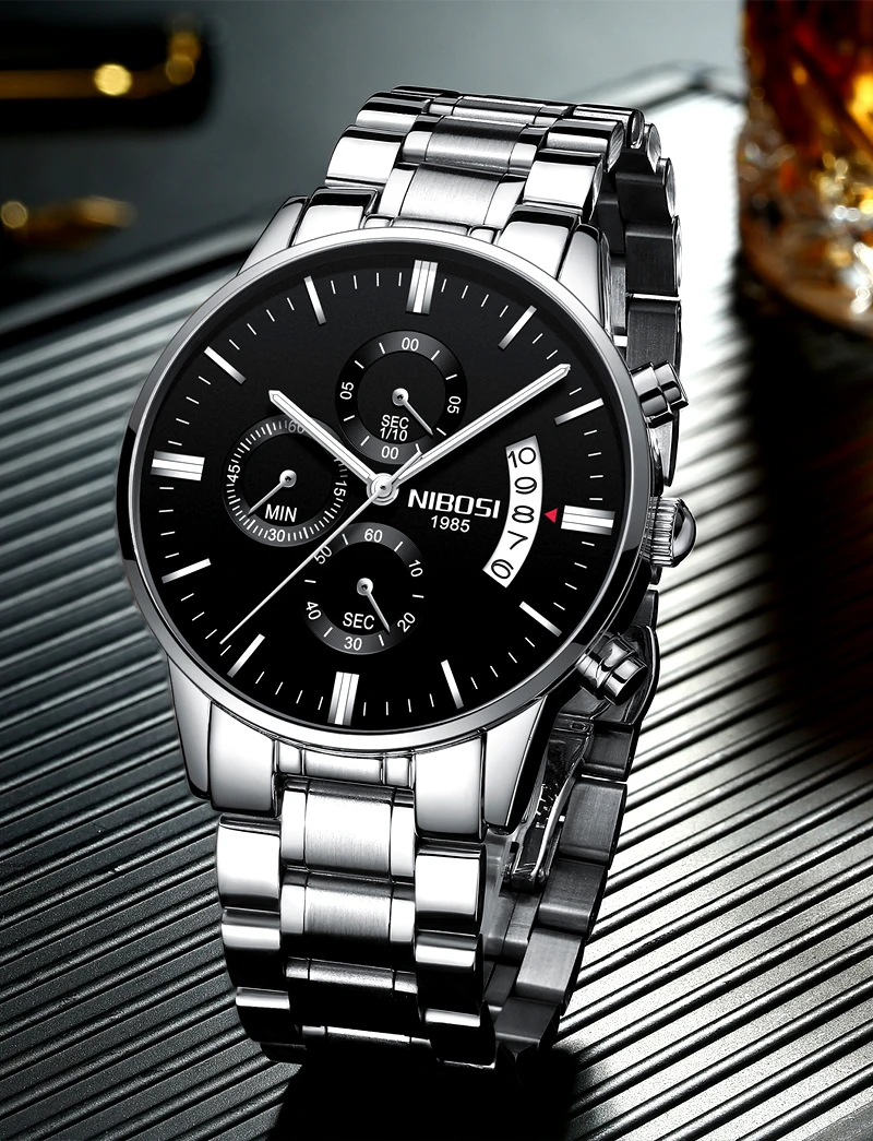 NIBOSI Men Watch Chronograph Sport Mens Watches Top Brand Luxury Waterproof Full Steel Quartz Gold Clock Men Relogio Masculino (19)