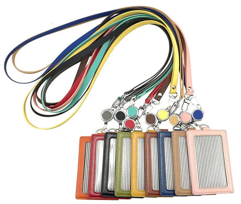 ID Card Holder with Lanyard Neck Strap Wallet Case with 3 Cards Slot Badge Holder Retractable Badge Reel with Belt Clip