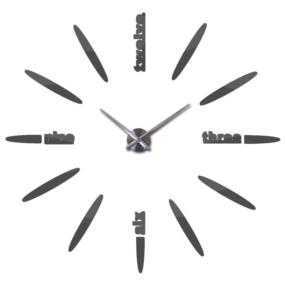 3 размера настенные часы reloj de pared кварцевые часы короткие diy часы гостиная большие наклейки декоративные бесшумные настенные часы Современные - Цвет: Dark Gray