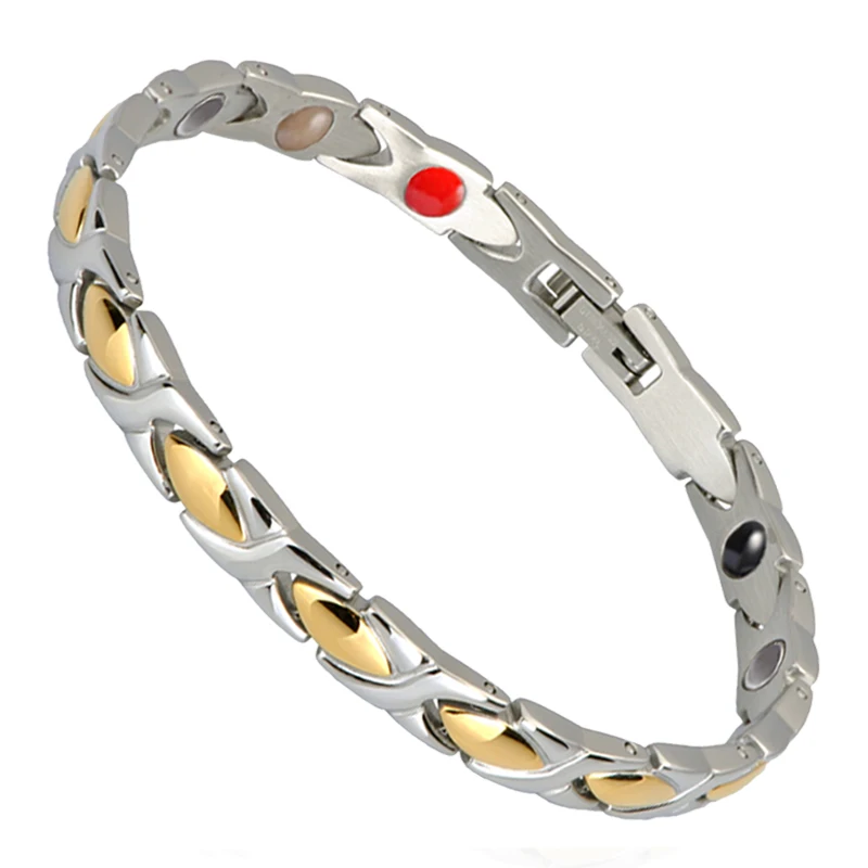 Маленькая лягушка германий порошок энергии браслеты для здоровья и браслеты 316L нержавеющая сталь звено цепи браслет в здоровье ювелирные изделия