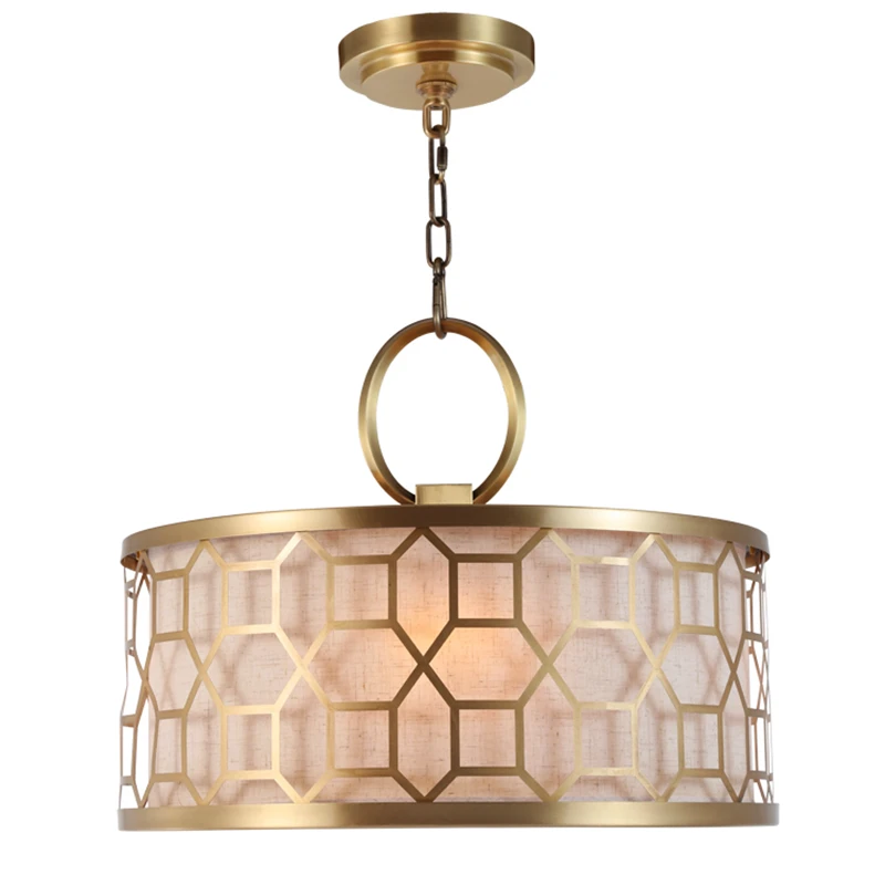 Европейский Lustre Современный Люстра светильник из ткани черного золота подвесной