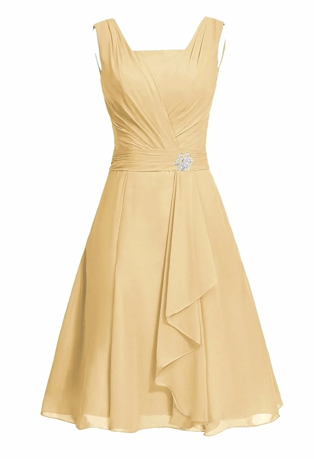 Waulizane Elegant Chiffon A-Line Prom Dresses  Zipper Sleeveless Formal Dresses 16 colors Available Customs Made Regular Sleeve