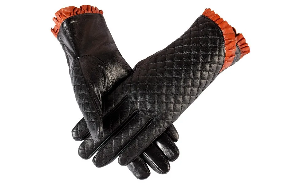 Дамы кожаные перчатки, Хлопок подкладка, Натуральная Кожа, натуральная кожа перчатки женские, зимние женские перчатки, женщины зимние перчатки