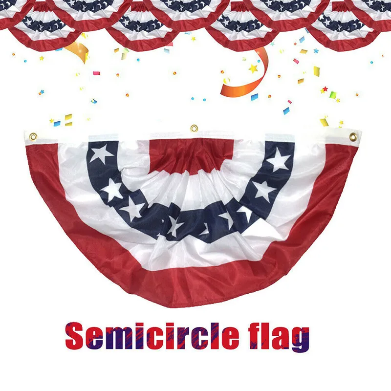 American Pleated Fan Flag Bunting Home Logo Patriotic Star Striped Canvas Political Decorations | Дом и сад