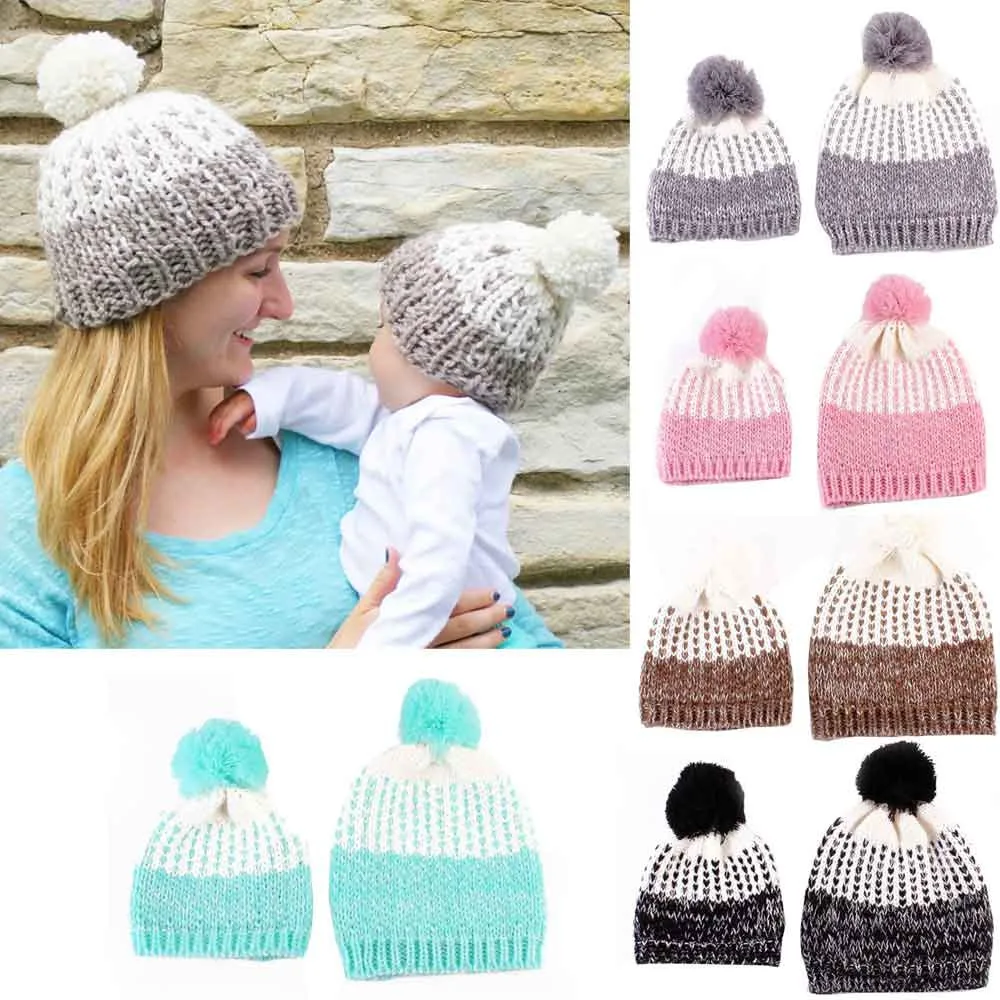 2 предмета; одинаковые шапочки для мамы и дочки; теплые зимние трикотажные шапки; Gorro Chapeu; новинка года
