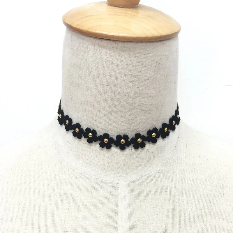 Новое модное ювелирное изделие, кожаное колье-чокер в виде цветка, разноцветный подарок для женщин и девочек, N1804 - Окраска металла: necklace black