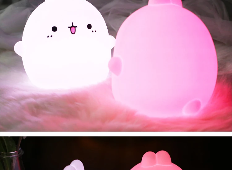 New style Rabbit LED Night Light For Children Baby Kids Bedside Lamp Multicolor Silicone Touch Sensor Tap Control Nightlight (3)