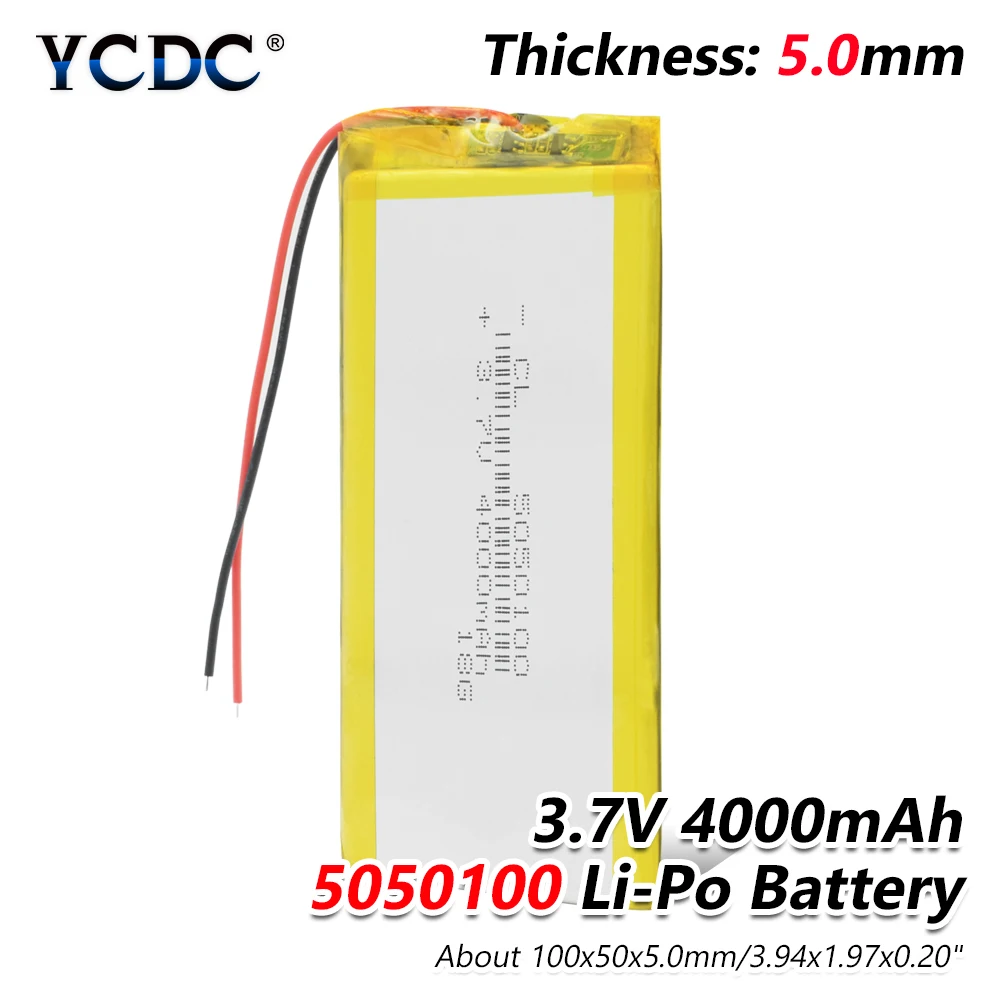 

1/2/4x 2019 new 5050100 rechargeable 4000mAh 3.7 li-polymer battery lithium li-po Polymer battery For MP5 Tablet GPS BT Speaker
