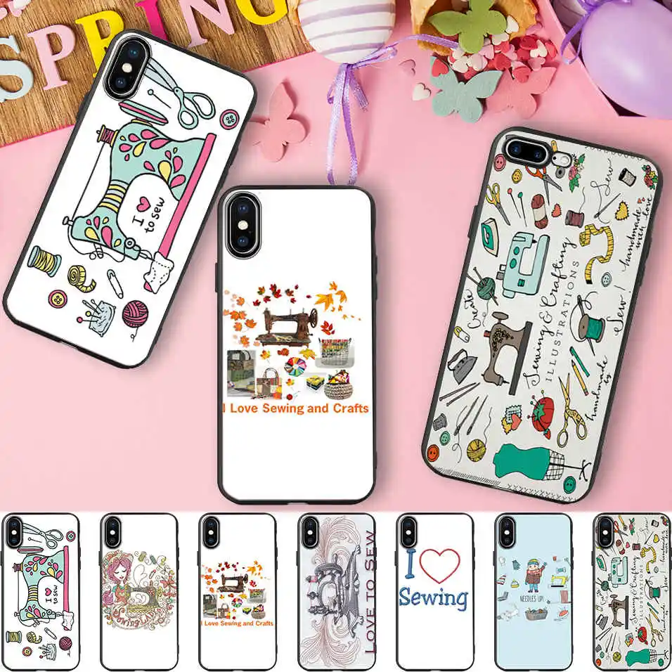 

Minason I Love to Sewing Machine Art Black Soft Silicone Phone Case for iPhone X 11 Pro 5S XR XS Max 6 6S 7 8Plus Cover Capinhas