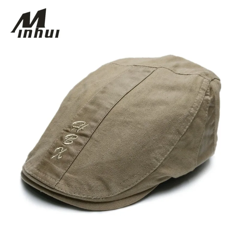 

Minhui 2016 New Men Beret Cotton Flat Caps Letters Striped Gorras Planas Casquette Hats for Men Women Boinas Berets