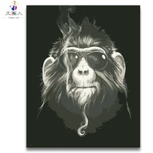 Раскраска по номерам прохладное животное курить Chimpanz картины краски по номерам с цветами Рисование Искусство картина для комнаты настенный Декор