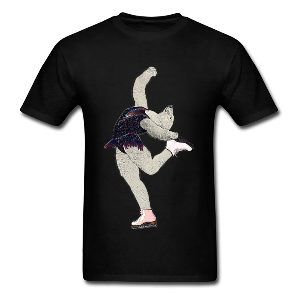 Bear Ice skating 2018 Birthday Tops & Tees O-Neck Pure Cotton Short Sleeve Top T-shirts for Men Tee Shirts Summer Fall Bear Ice skating black