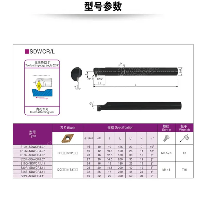 S16Q/S20R/S25S/S32T-SDWCR11/SDWCL11 токарный станок с ЧПУ резец для внутренней обточки держатель расточной бар для DCMT11 вставка