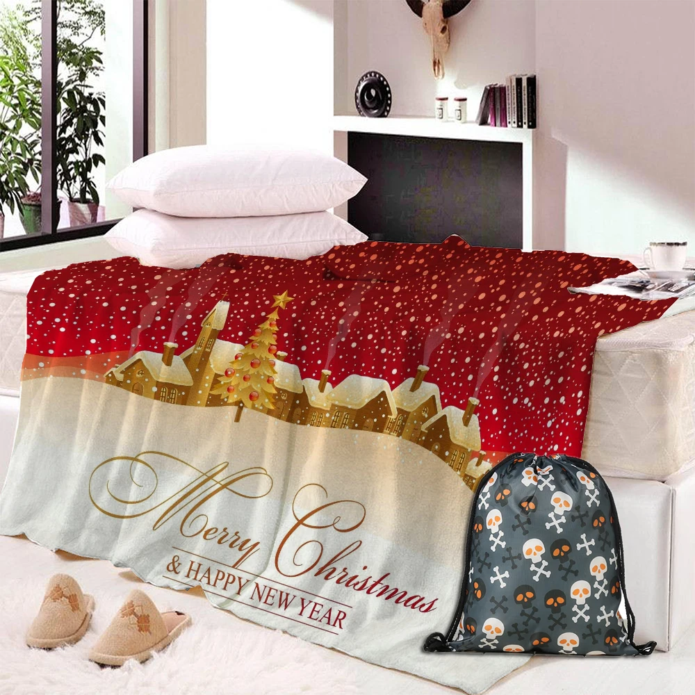 

Custom DIY Printing Christmas Blanket 3D Cartoon Print Sherpa Fleece Wearable Blanket With Hat for Adults Kids Bedding