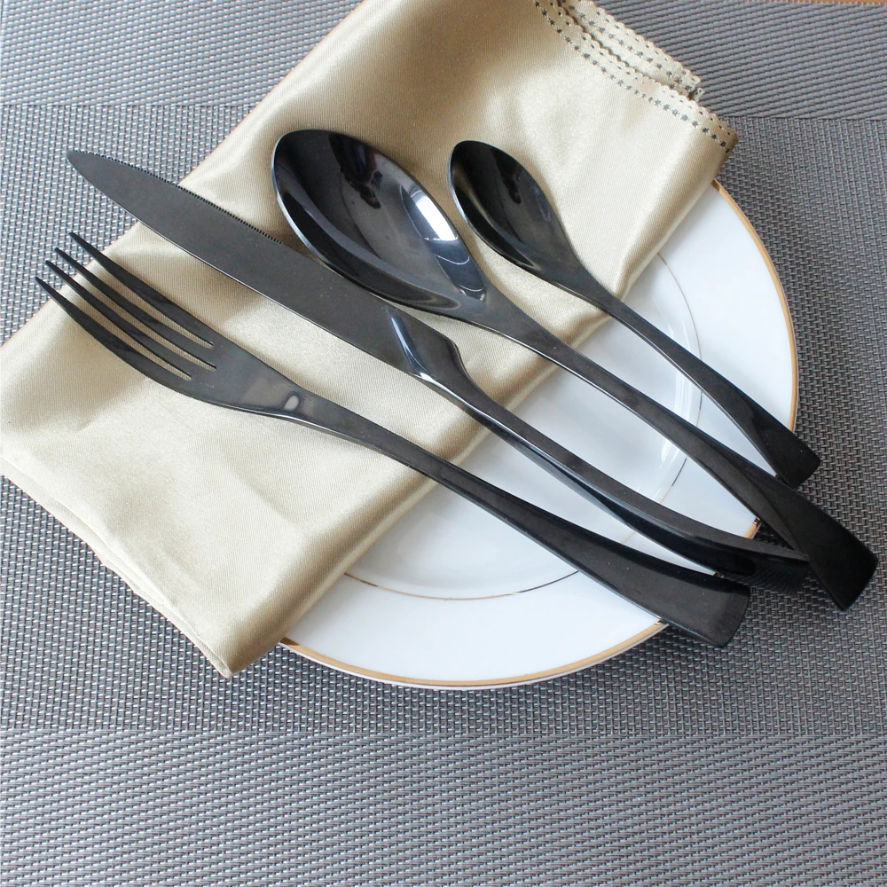 4Pcs/set Classical Black Superior 201 Stainless Steel Cutlery Sets
