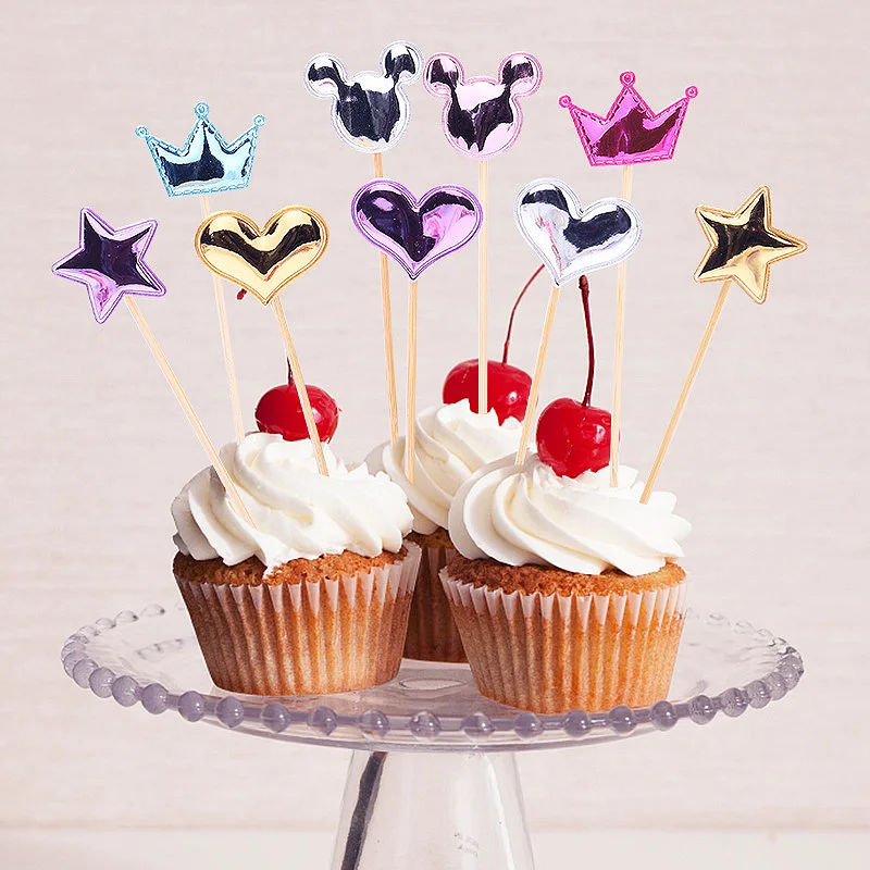 Shimmer Festival Supplies Heart 5PCS/Set Cake Flag Crown Birthday Party Cake Insert Cards Cake Decorations DIY Star Wedding