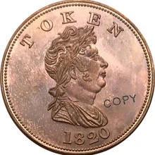 1820 компания North West Unholed Token Красный медный коллекционный набор имитация монеты