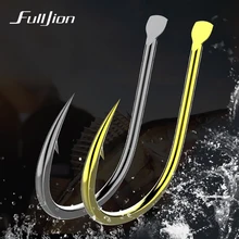 Fulljion 100 шт./лот, рыболовные крючки из высокоуглеродистой стали, золотой, черный, колючий крючок, рыболовные крючки для травы, приманки "Карп", рыболовные снасти
