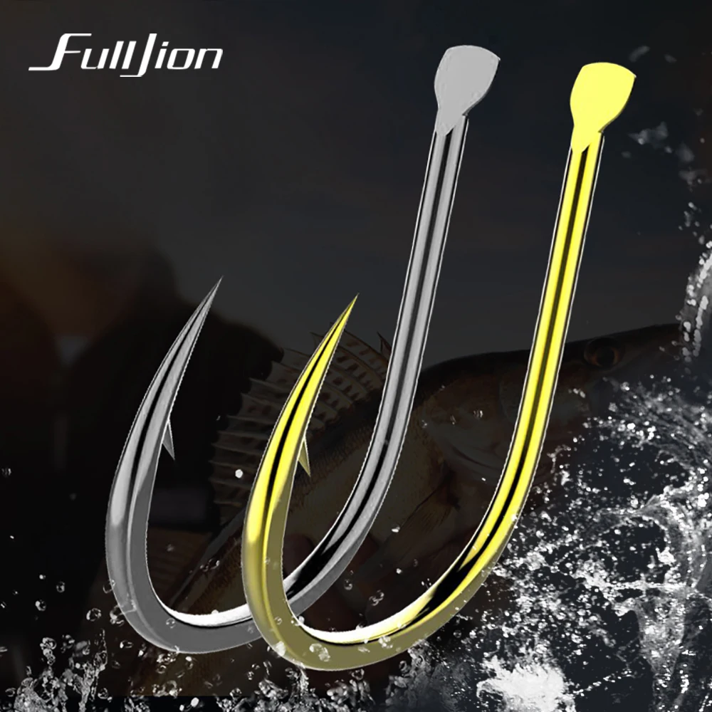 Fulljion 100pcs/lot High Carbon Steel Fishing Hooks Gold Black Barbed Hook Fishhooks For Grass Carp Lures Fishing Tackle Fulljion 100pcs/lot High Carbon Steel Fishing Hooks Gold Black Barbed Hook Fishhooks For Grass Carp Lures Fishing Tackle
