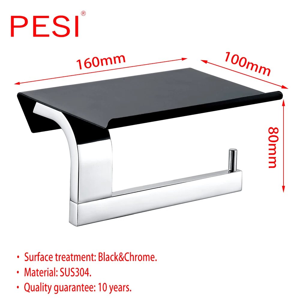 PESI аксессуары для ванной комнаты, вешалка для полотенец, держатель для бумаги, полка, набор оборудования, крючок для халата, 304 нержавеющая сталь, хром